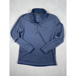 Under Armour Golf Pullover 1/4 Button Blue Long Sleeve Top Mens Size L